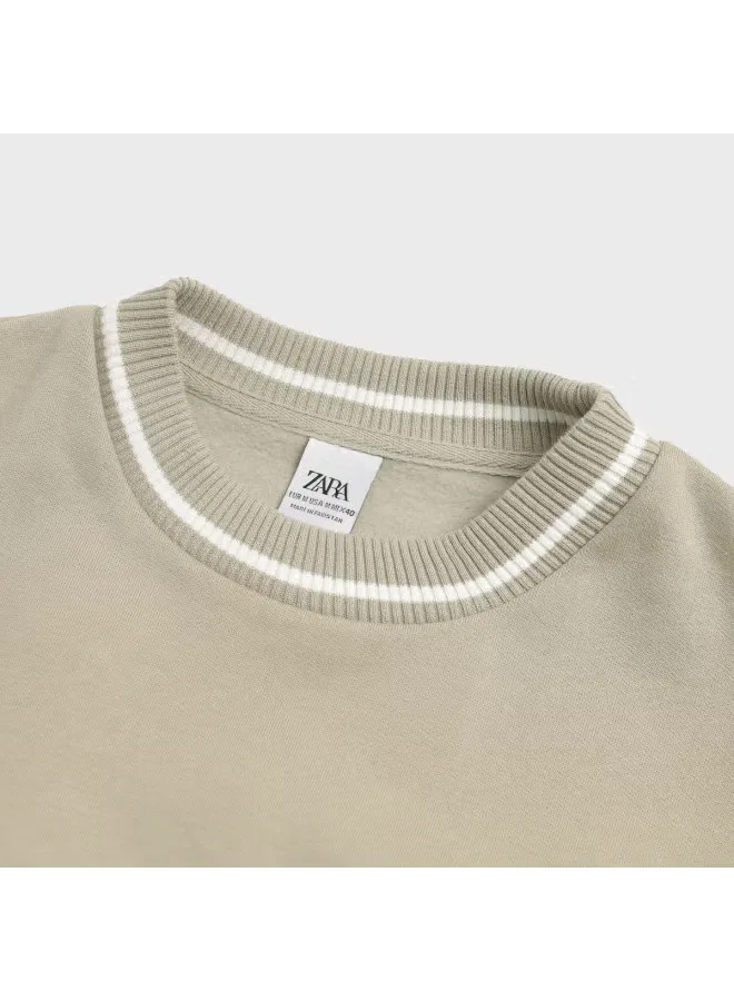 Свитшот свободный с полосами Zara, светло-зеленый — фото 4