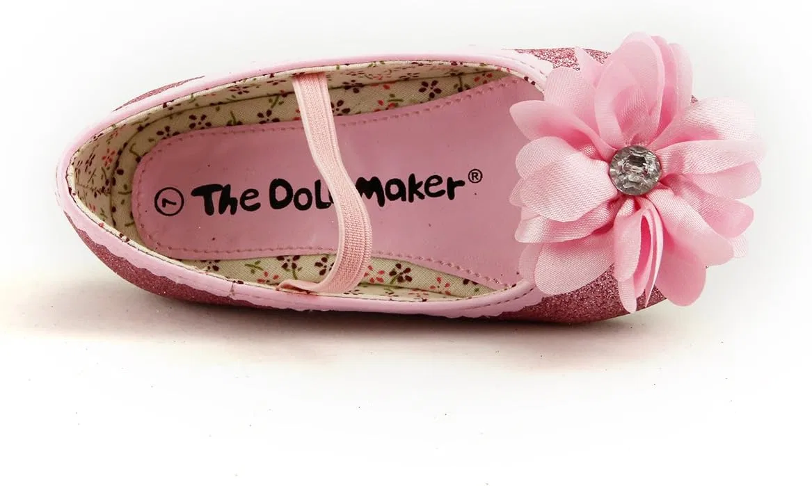 Детские туфли-балетки для девочек с блестками Beautiful Daisy Flower dollmaker, Pink — фото 4