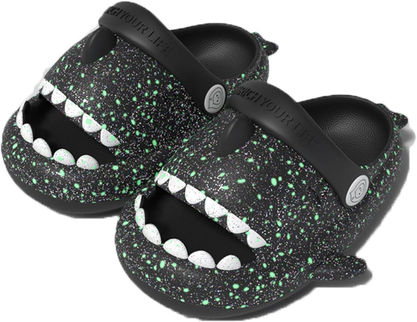 

Детские шлепанцы с акулами светящиеся в темноте, шлепанцы с облачной акулой и рыбой-удильщиком светящиеся в темноте, светящиеся шлепанцы-акулы, синие Generic