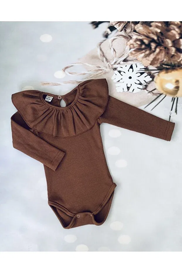 Детское боди для девочек с оборками Mini Kids Baby, Brown
