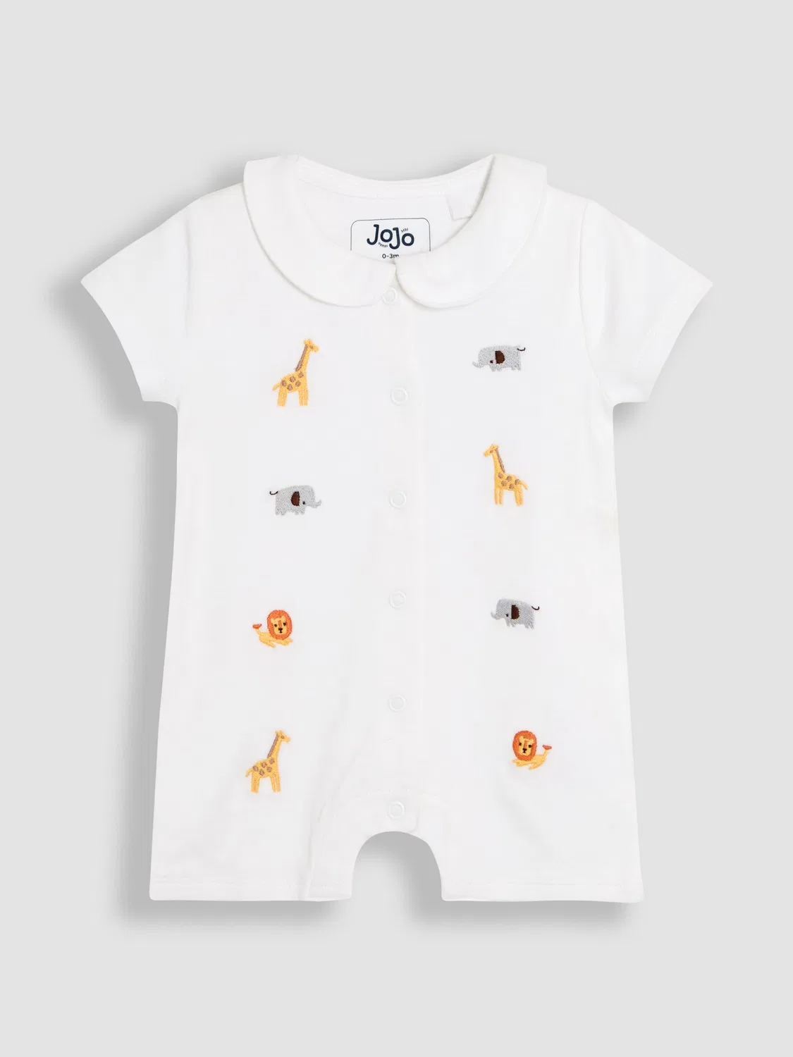 Ромпер с коротким рукавом, с вышивкой животных, JoJo Maman Bébé, белый