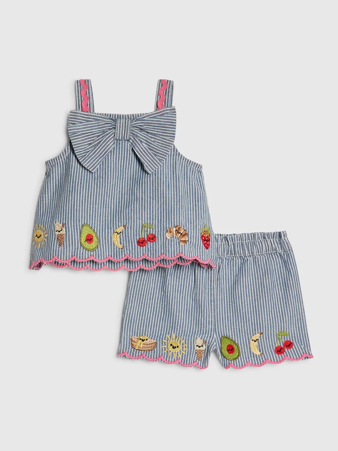 Комплект из топа и шорт River Island Blue Stripe Fruits, синий — фото 2
