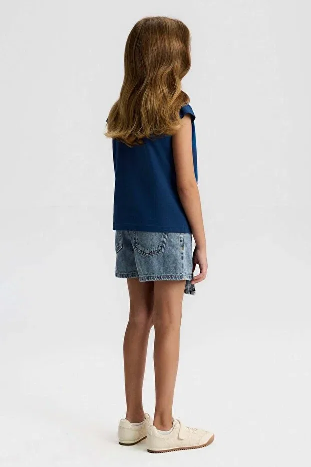 Детские шорты-юбка для девочек с принтом Nk Kids, Light Blue — фото 3