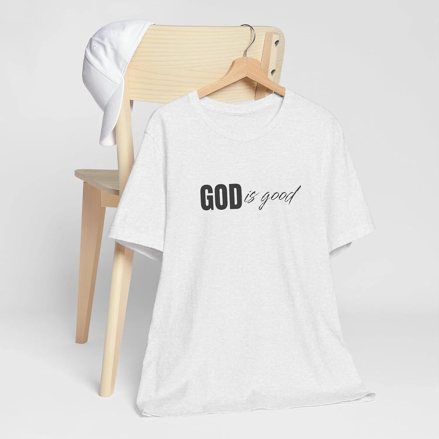 Мужская футболка с принтом God Is Good Bella+canvas 3001, Ash — фото 3