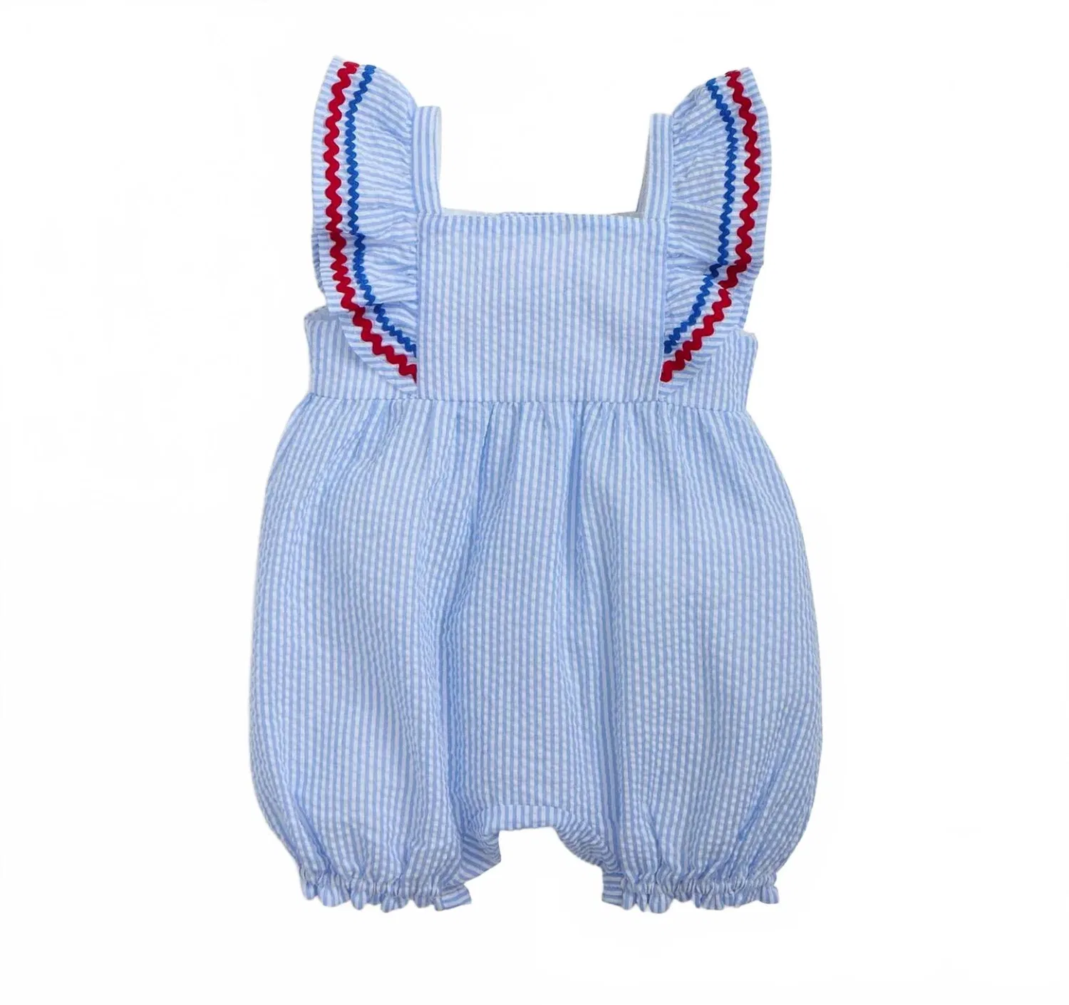 Детский боди-комбинезон с магнитной застежкой и оборками Seersucker Stripe Magnetic Me, Seersucker Stripe