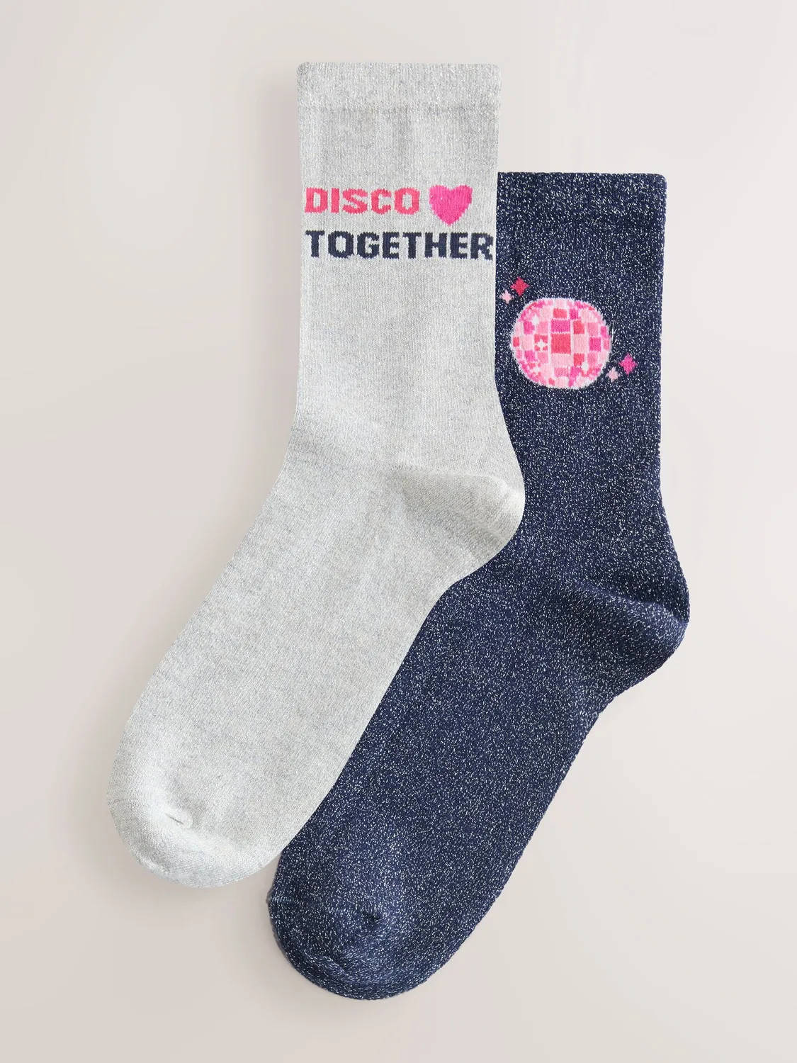 Носки Disco Together с блестками, 2 пары Next, темно-синий/серебристый