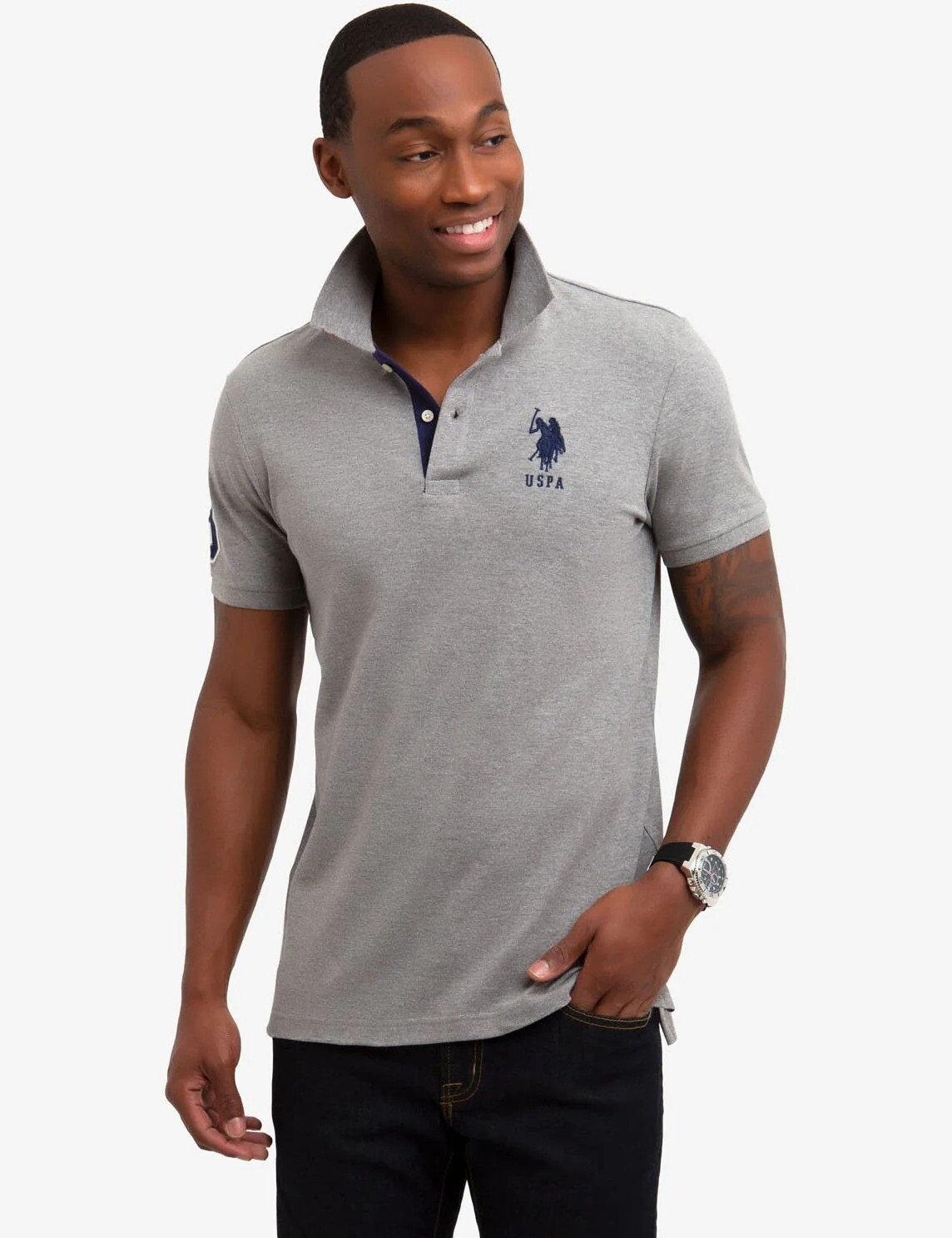 

Футболка поло U.S. Polo Assn. Slim Fit Stretch Solid, серый