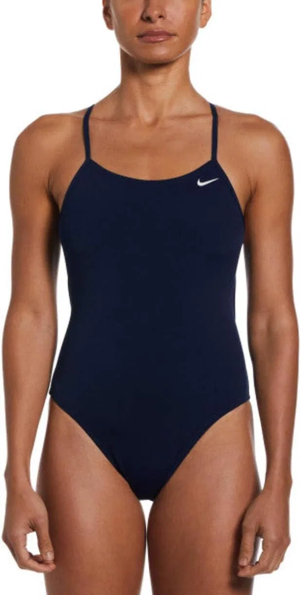 Женский цельный купальник с шнуровкой на спине Nike Hydrastrong, Midnight Navy