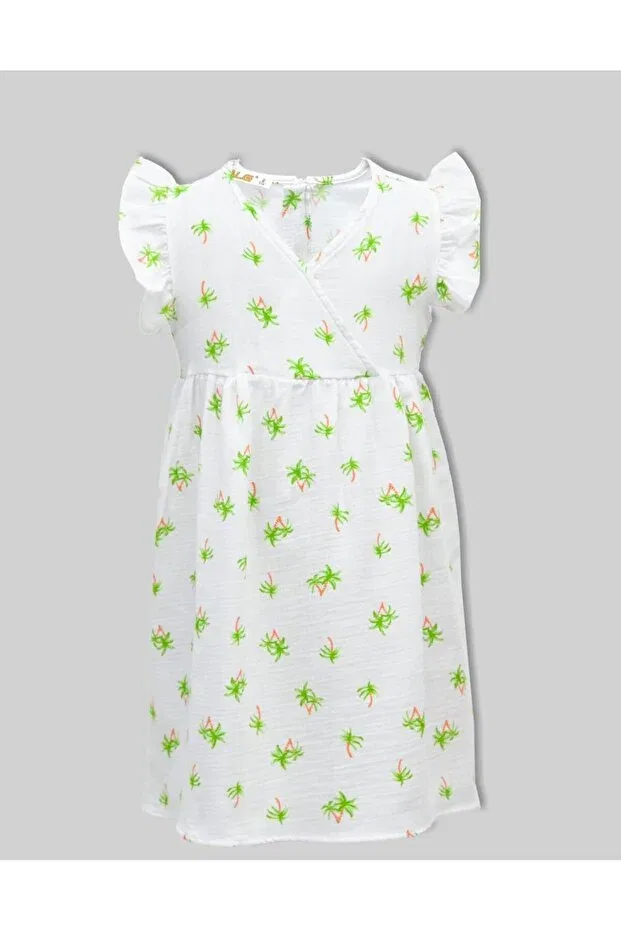 Детское платье для девочек хлопковое Girl's Dress Muslin 100% Cotton Alg, Green