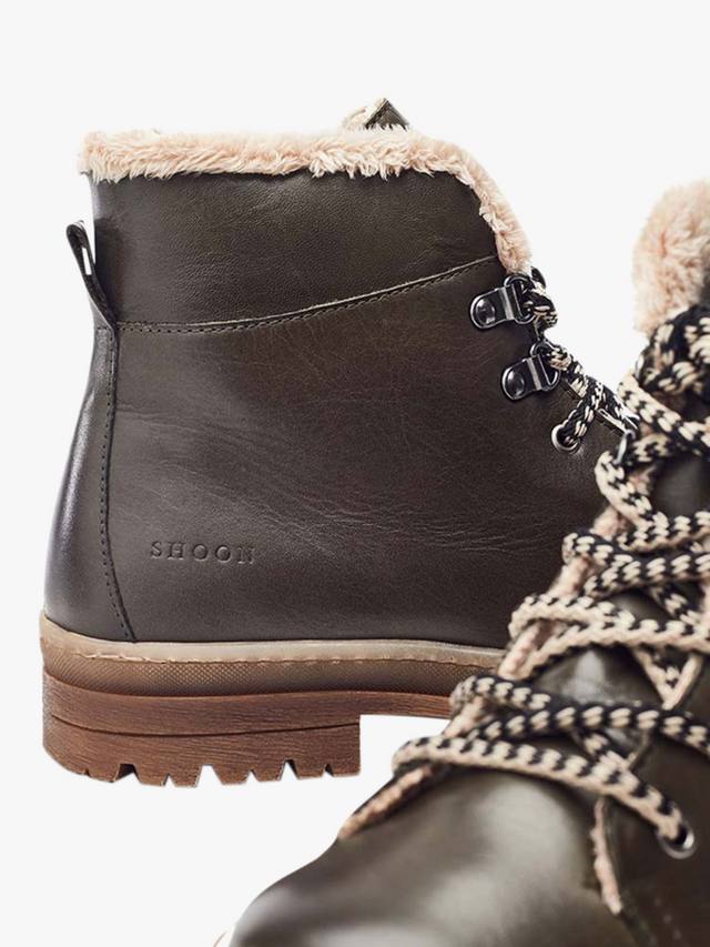 Кожаные ботинки onella на шнуровке с подкладкой из искусственного меха Moda in Pelle, оливковый — фото 4