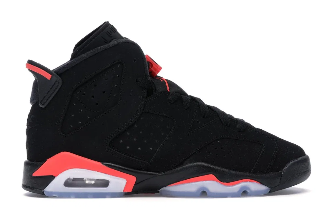 Детские кроссовки с вентиляцией Jordan 6 Retro Black Infrared 2019 GS, Black/Infrared