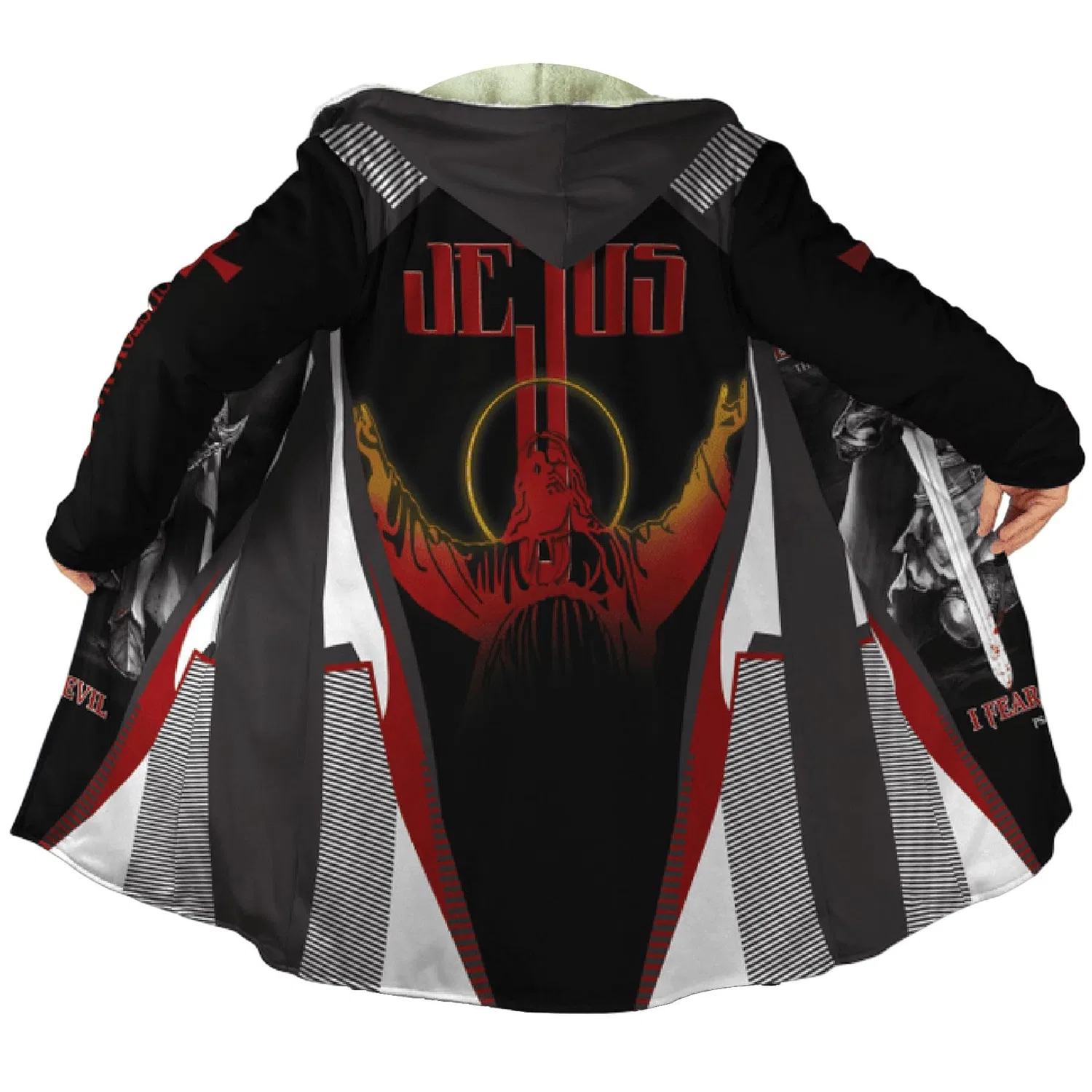 Мужское зимнее пальто с принтом Christian Bible Tattoo, Jesus Cloak-6