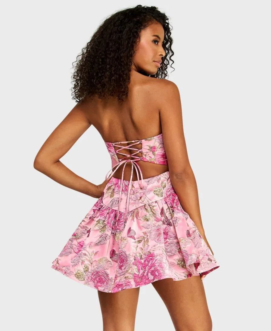 Платье-мини с корсетом и принтом Jacquard Alex & Sophia, Rose/Gold — фото 4