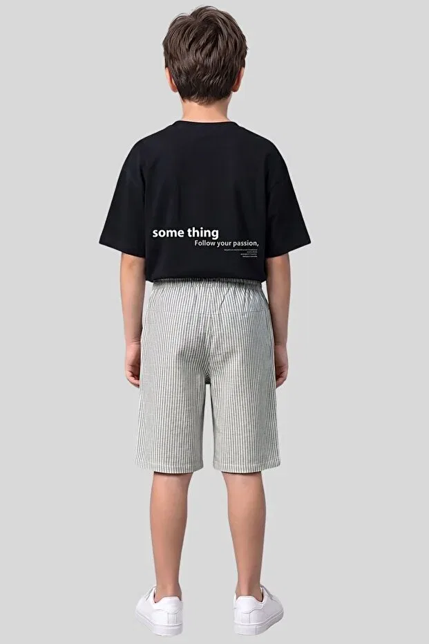 Детские шорты для мальчиков полосатые с завязками Ww Waka Waka Kids Store, Smoked — фото 4