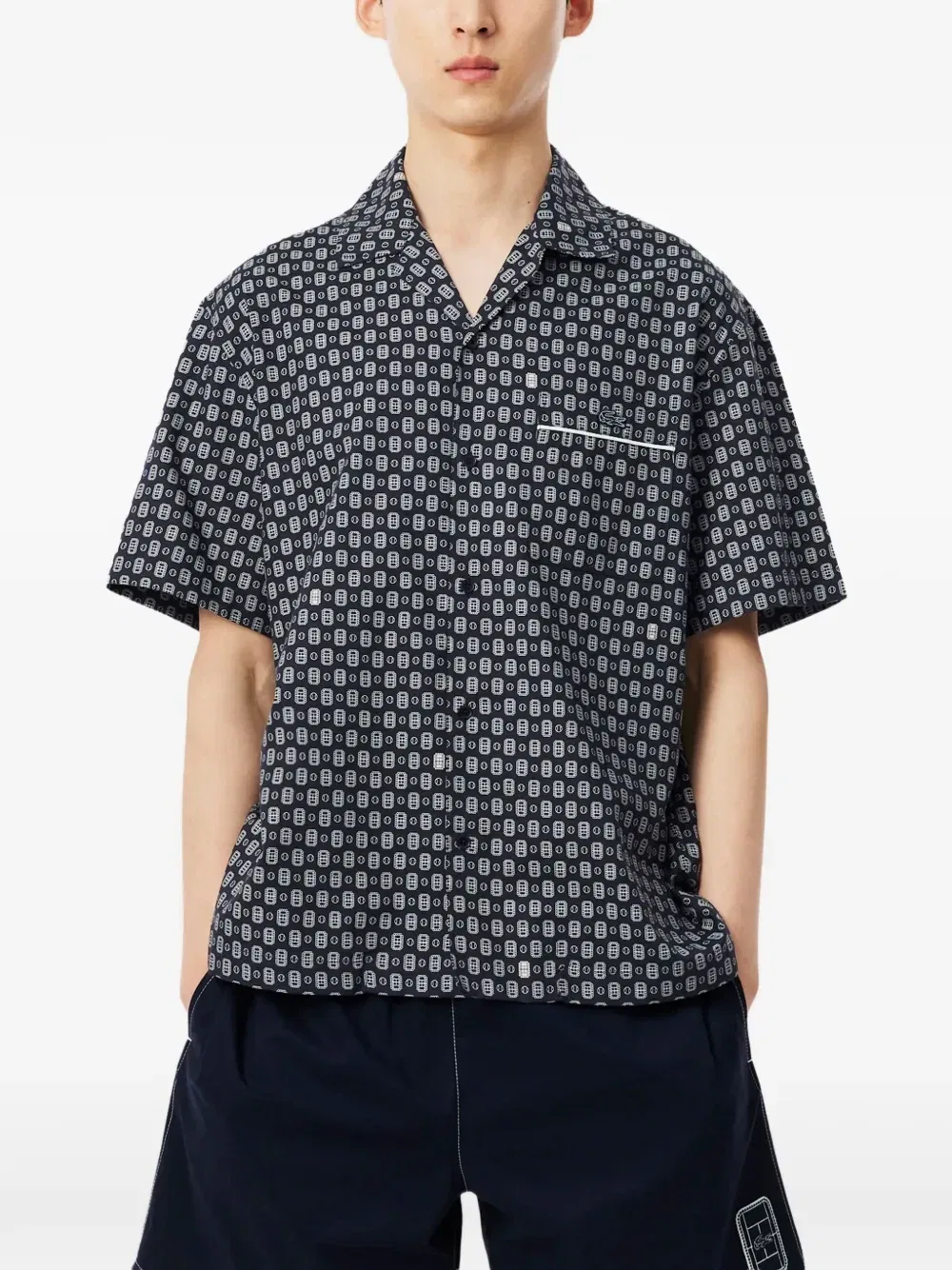 Рубашка свободного кроя с воротником-стойкой Lacoste, синий — фото 2