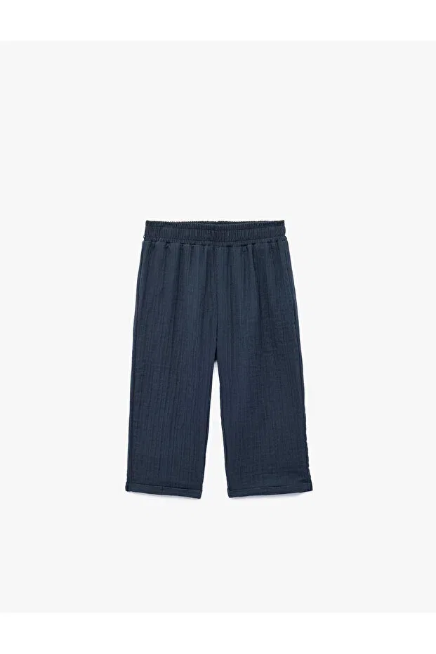 Детские брюки для девочек хлопковые Elastic waist and pockets Koton, Navy Blue — фото 4
