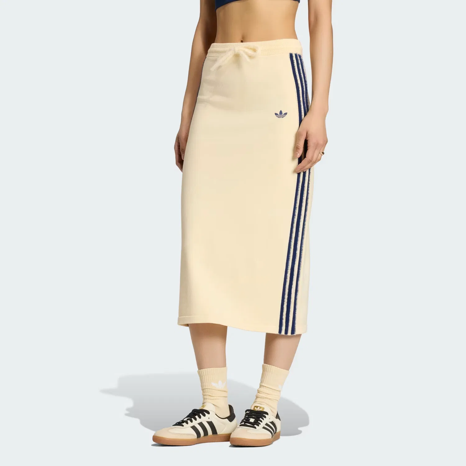 Женская вязаная юбка с эластичным поясом Knitted Skirt Adidas Originals, теплый ванильный/темно-индиго