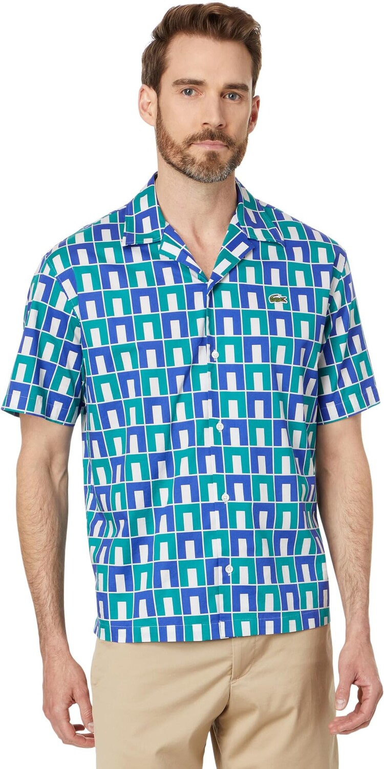 

Рубашка Lacoste Short Sleeve Relaxed Fit Woven Shirt, цвет Mascarpone/Sloe 0 Undergr