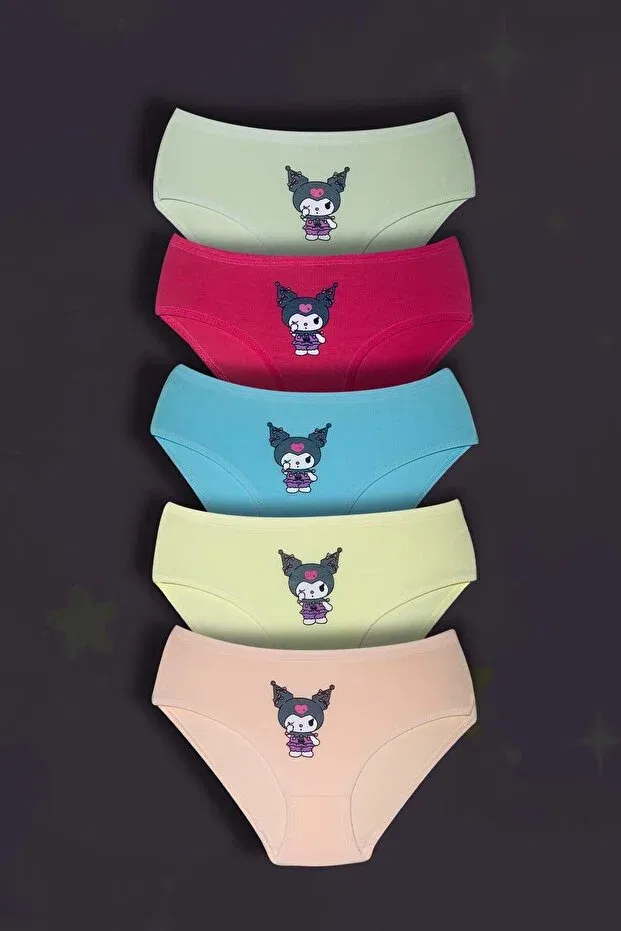 Детский комплект трусов для девочек с принтом Kuromi Gri Mor Tekstil, Multicolor