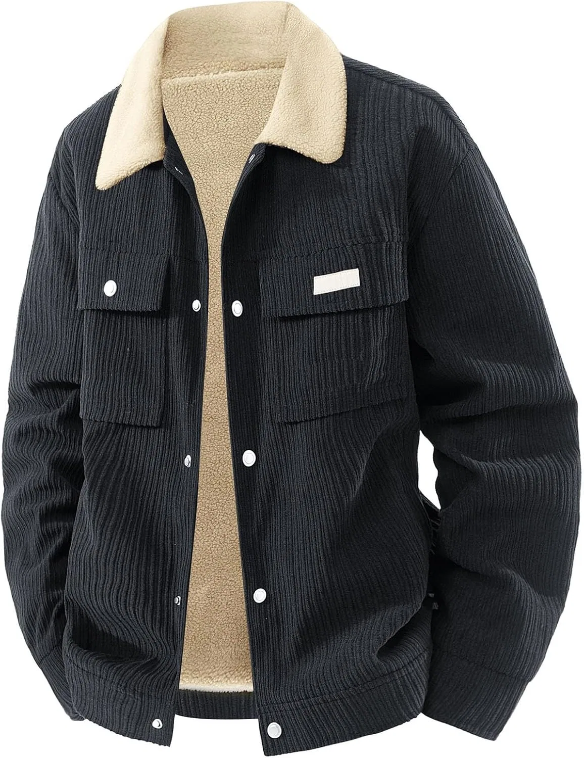 Мужская куртка из вельвета на флисе, Corduroy Work Jackets, чёрный
