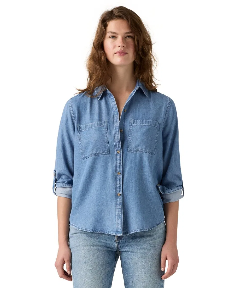 Женская джинсовая рубашка Utility с длинным рукавом Levi's, Midtown Blue — фото 2