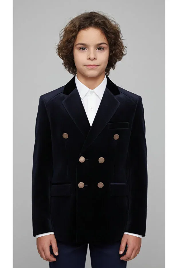 Детский блейзер для девочек двубортный Micio, Navy Blue
