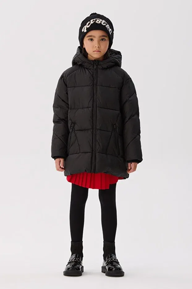 Детское пальто для девочек с кружевным воротником Iceberg, Black
