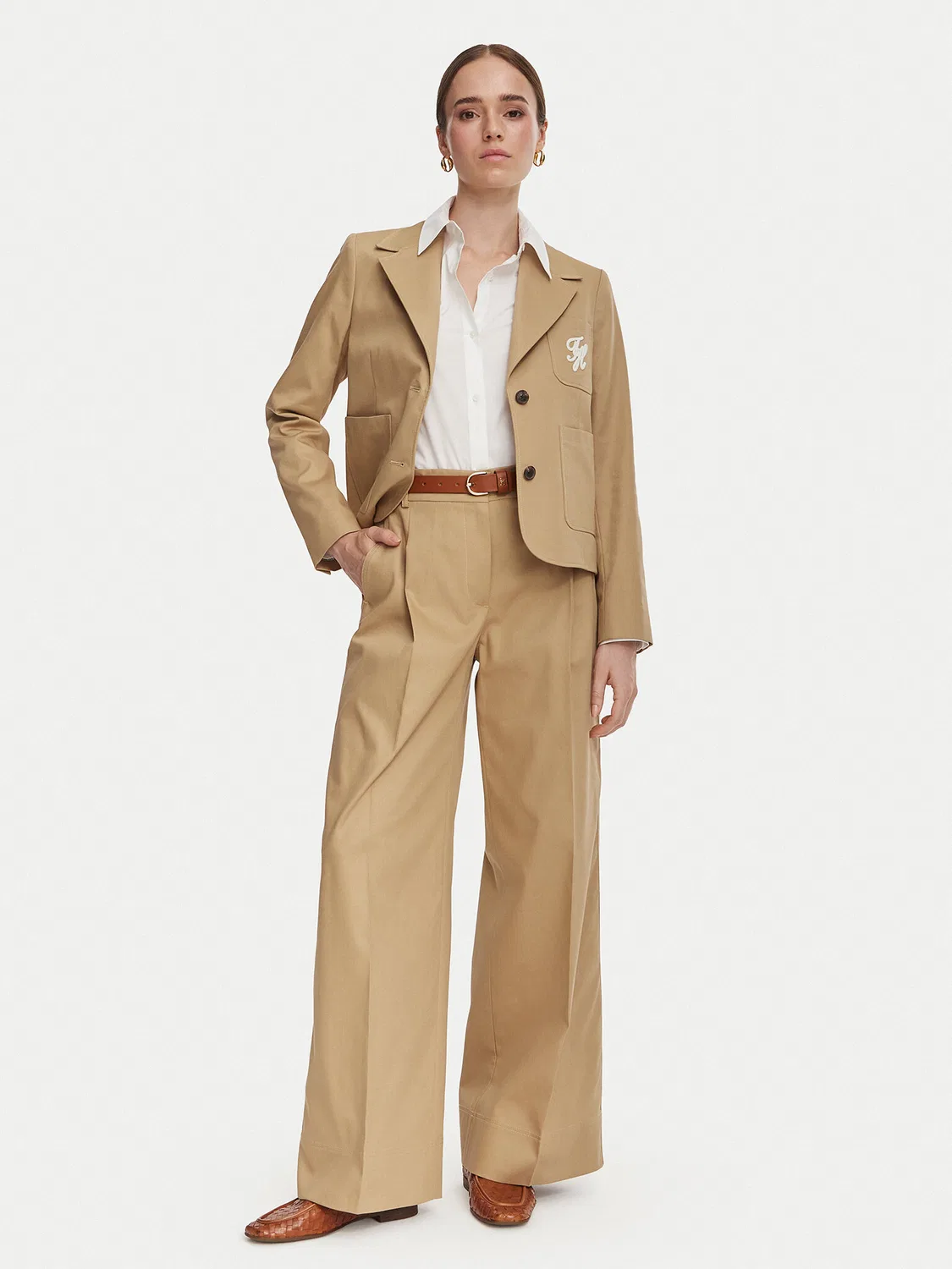 Женский блейзер стандартного кроя Dressing Tommy Hilfiger, бежевый — фото 2