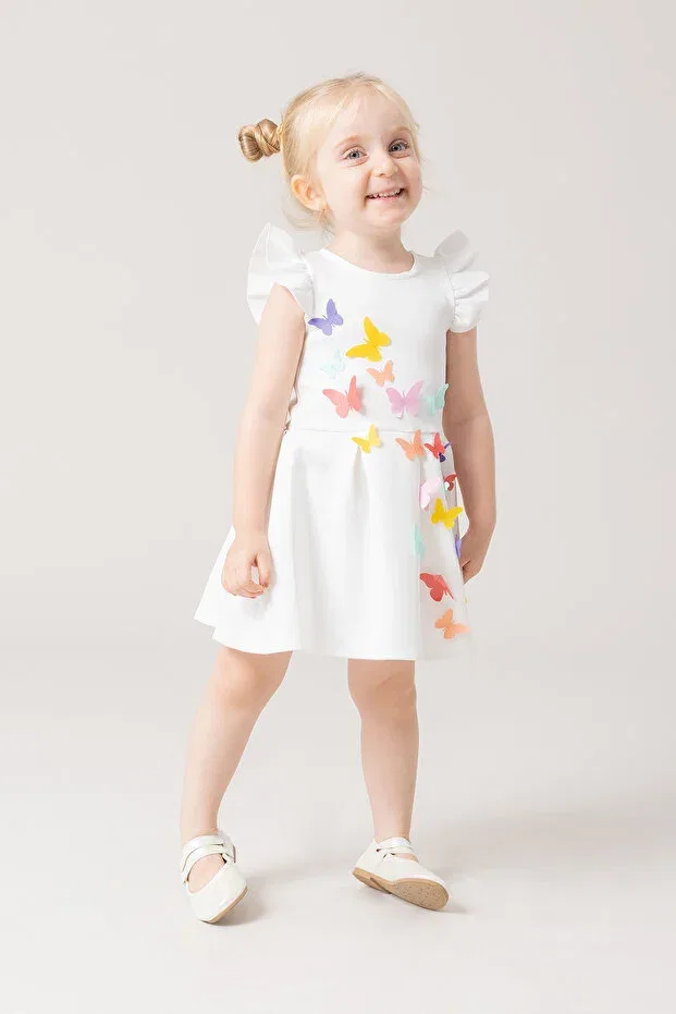 Детское платье для девочек с принтом 3D Butterfly Special Occasion Evening Dress Koza Ketbaby, White — фото 3