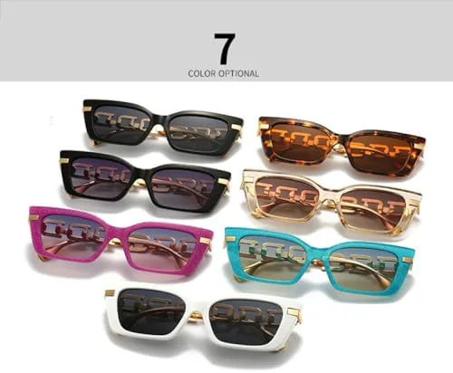 

Модные солнцезащитные очки «кошачий глаз» для женщин, ретро-очки с металлической цепочкой, защита от ультрафиолета UV400, панк-очки MTZJH, Pink Blue Pink