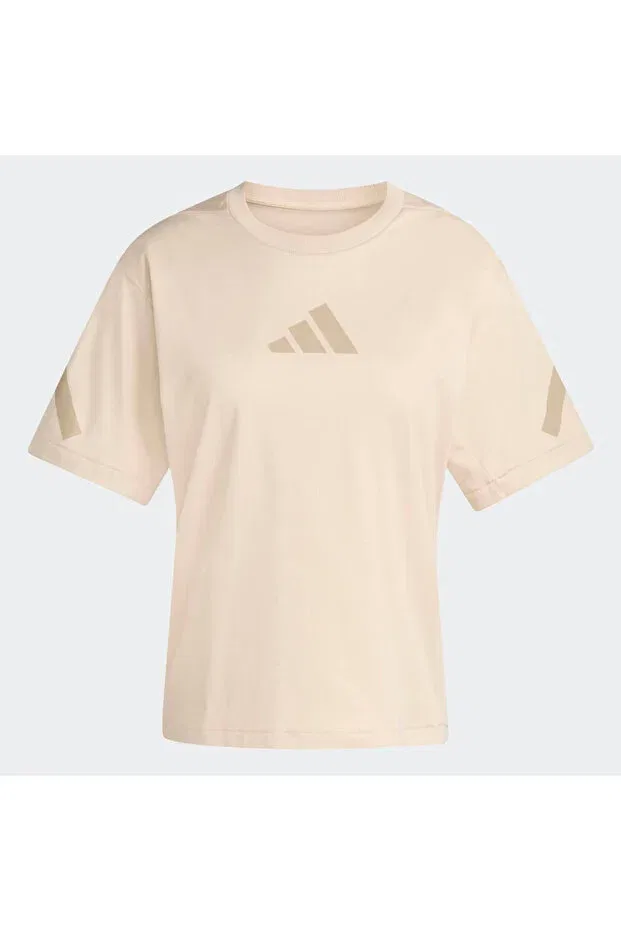 Женская футболка из полиэстера Adidas, Beige — фото 2
