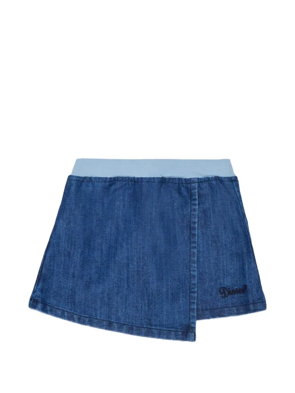Юбка асимметричного кроя с вышитым логотипом Diesel Kids, синий
