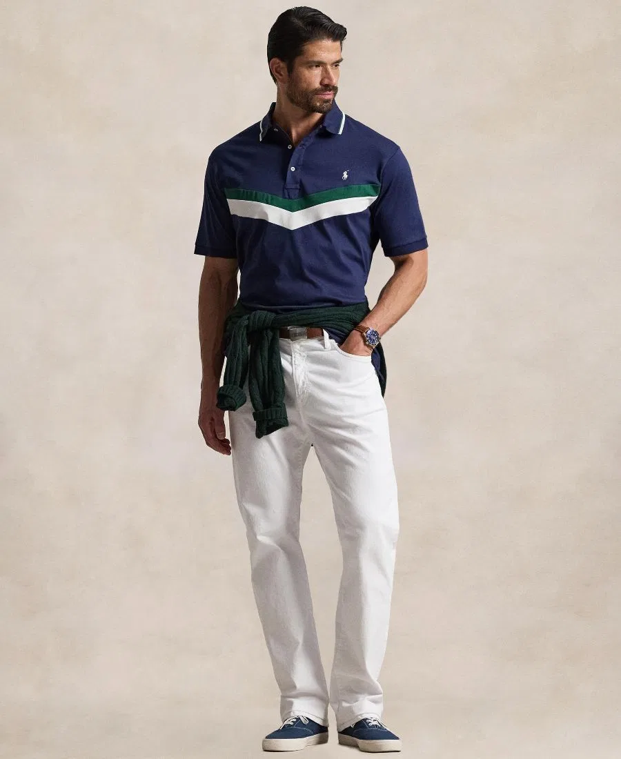 Мужская футболка-поло с коротким рукавом, классический крой, хлопок Polo Ralph Lauren, Newport Navy — фото 2