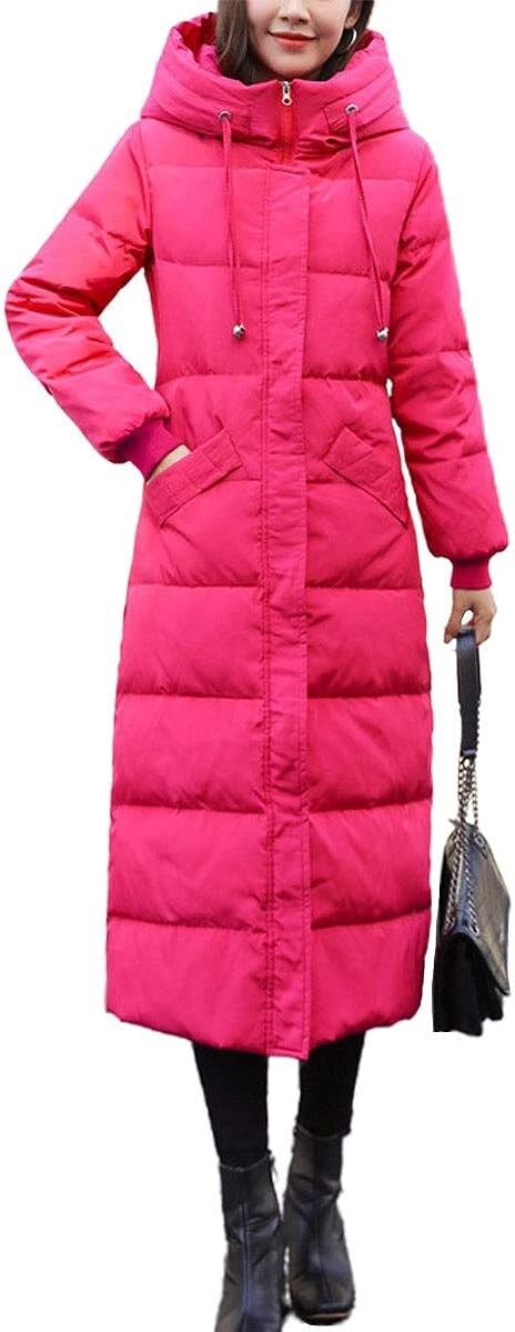 

Пальто Ebossy Women's Winter Hooded Down Thicken Padded Long, розовый