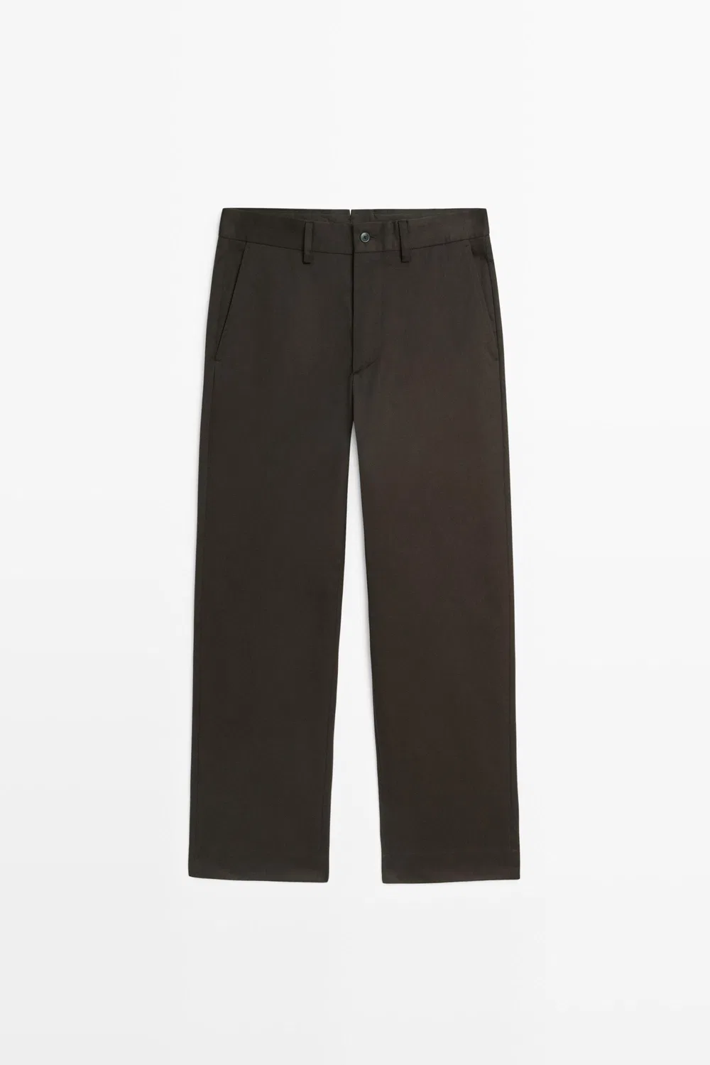 Брюки Massimo Dutti 100% Cotton Wide-leg, коричневый — фото 2