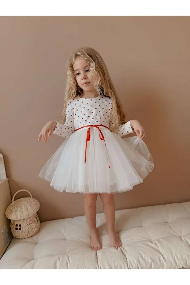 Детское платье для девочек с длинным рукавом Linola Baby Kids, Ecru — фото 4