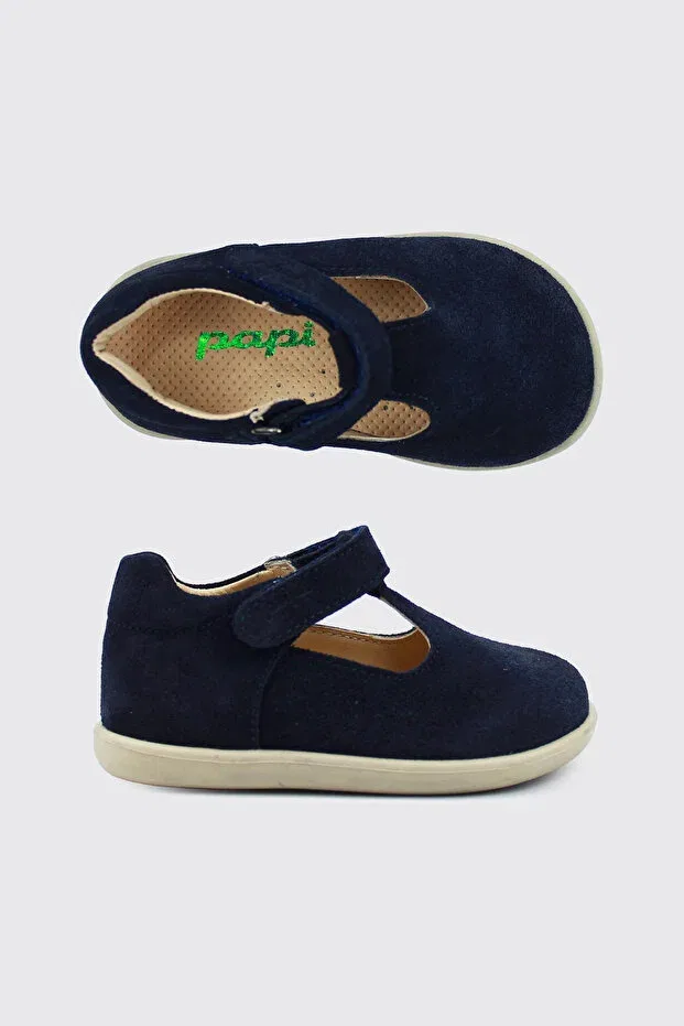 Детские туфли для первых шагов из натуральной кожи Papi Ayakkabı, Navy Blue