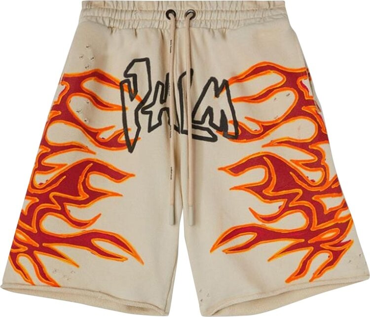 Спортивные шорты Palm Angels GD Graffiti Flames Sweatshort 'Off White', белый — фото 2