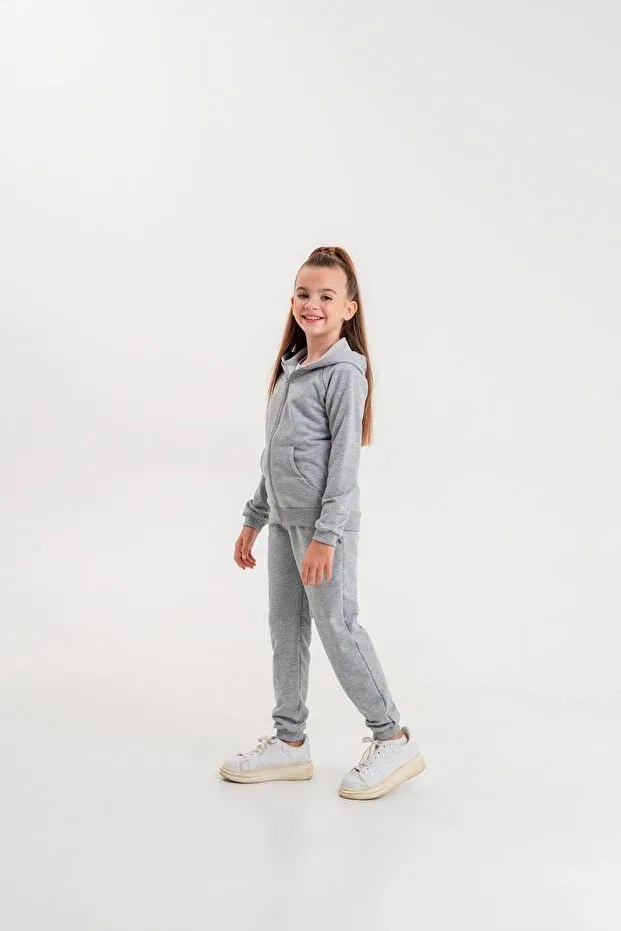Детский спортивный комплект для девочек с молнией Mışıl Kids, Gray Melange — фото 4
