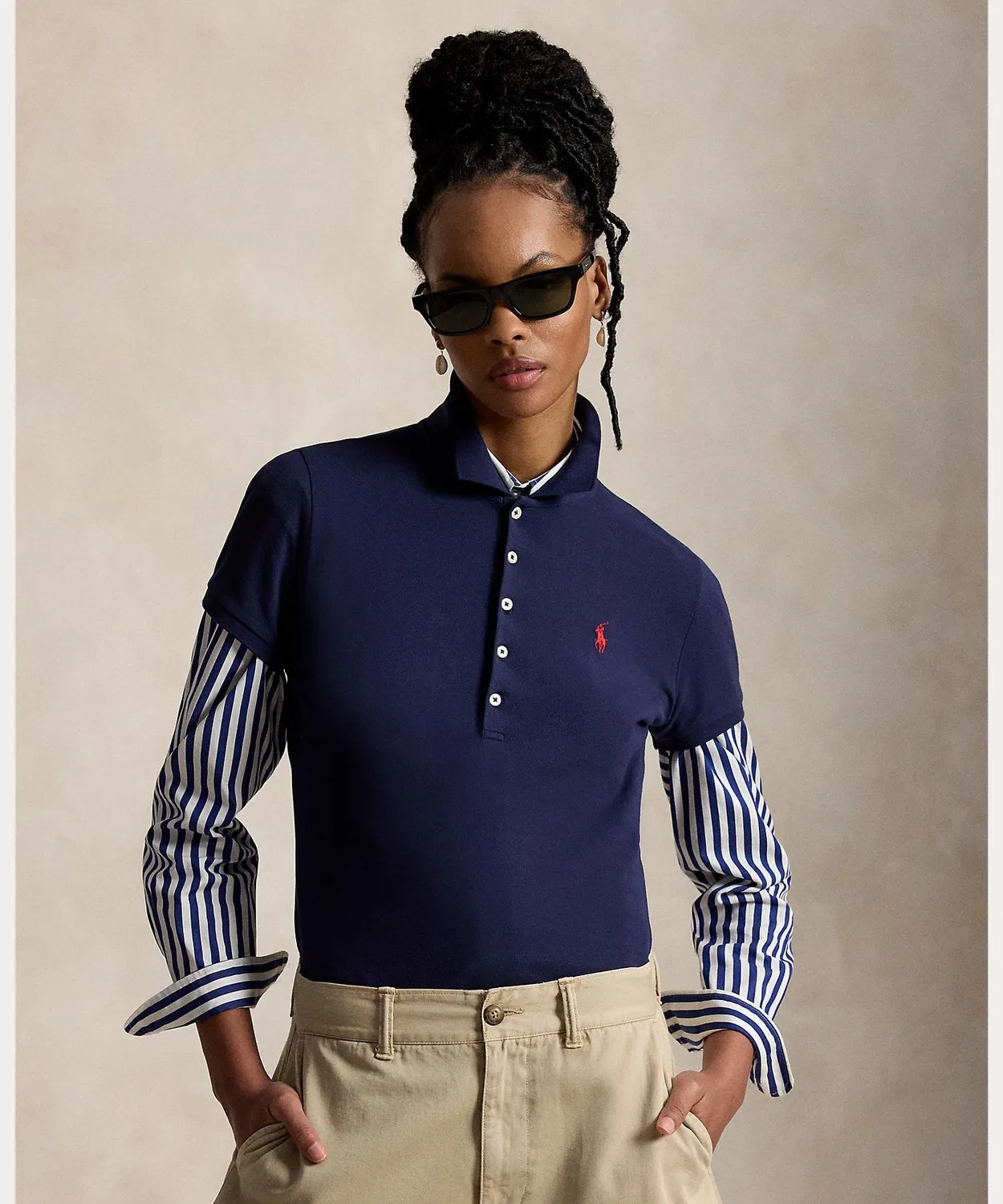 Женский поло с коротким рукавом Slim Fit Stretch Polo POLO RALPH LAUREN, Navy