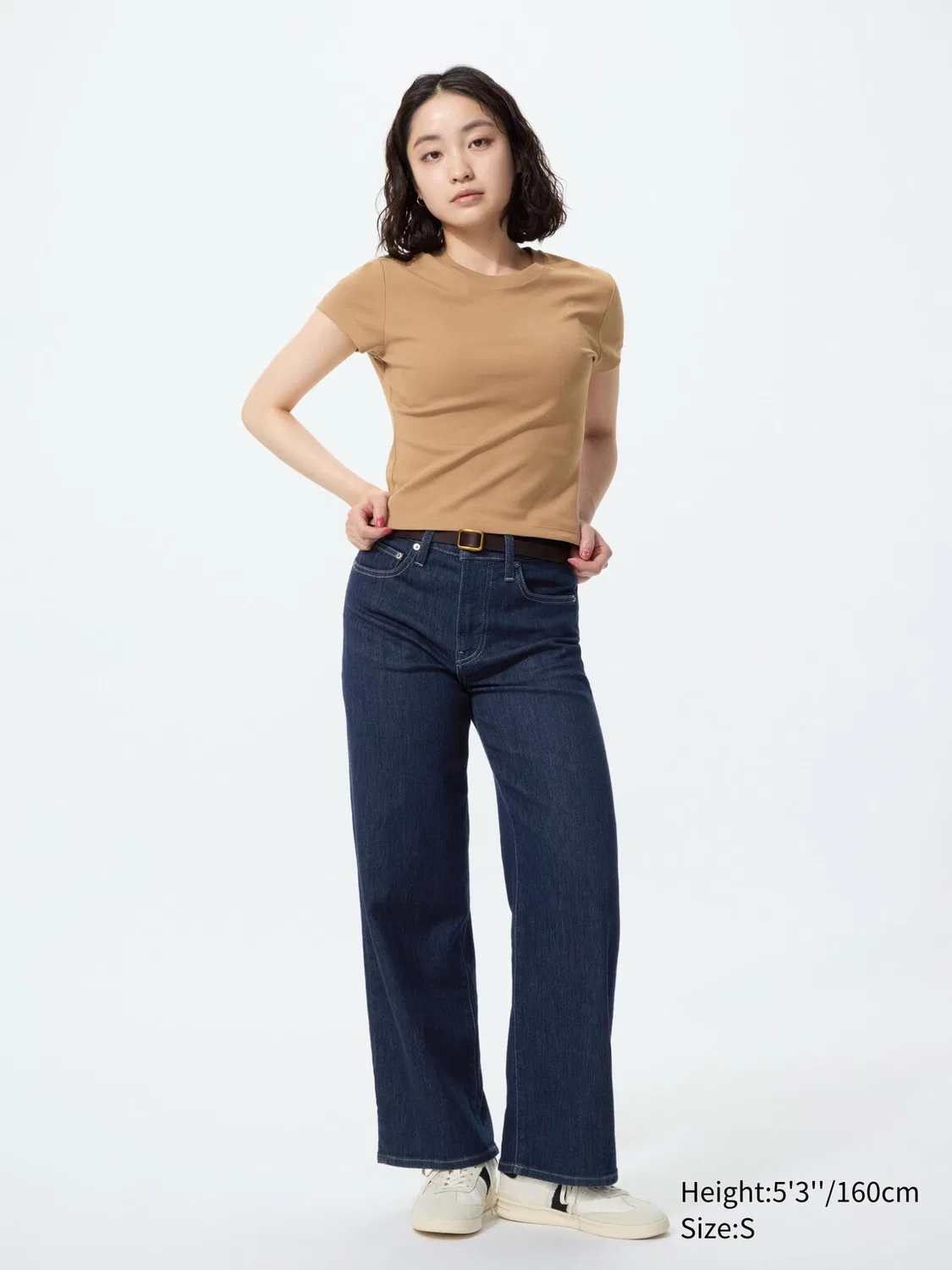 Джинсы Uniqlo Легкие широкие прямые, темно-синий