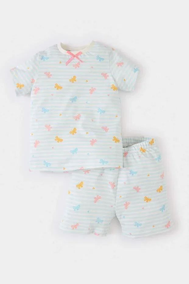 Детская пижама для девочек с принтом Defacto, Light Blue