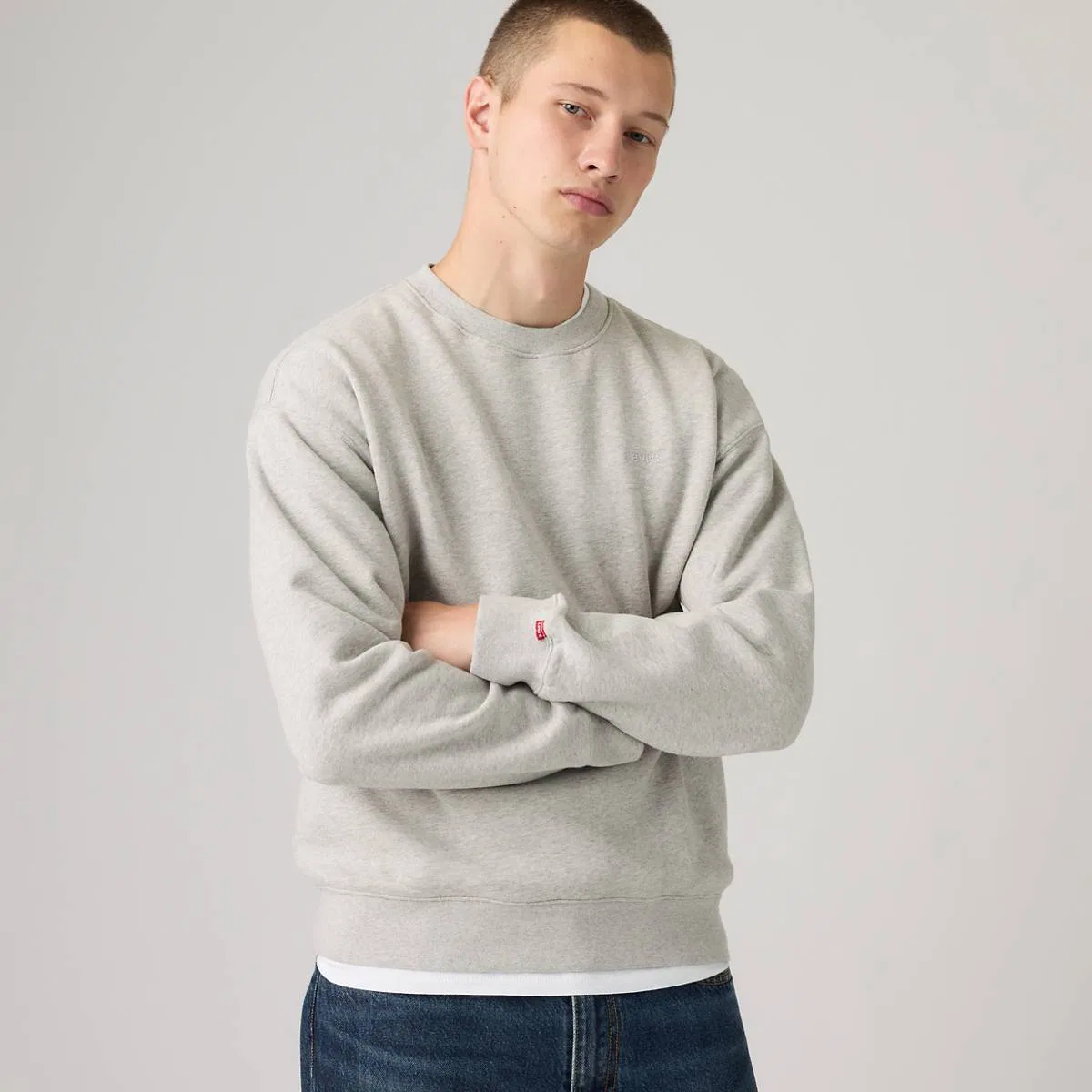 Оригинальная толстовка с круглым вырезом Levi's, Light Gray Heather Bros - Grey