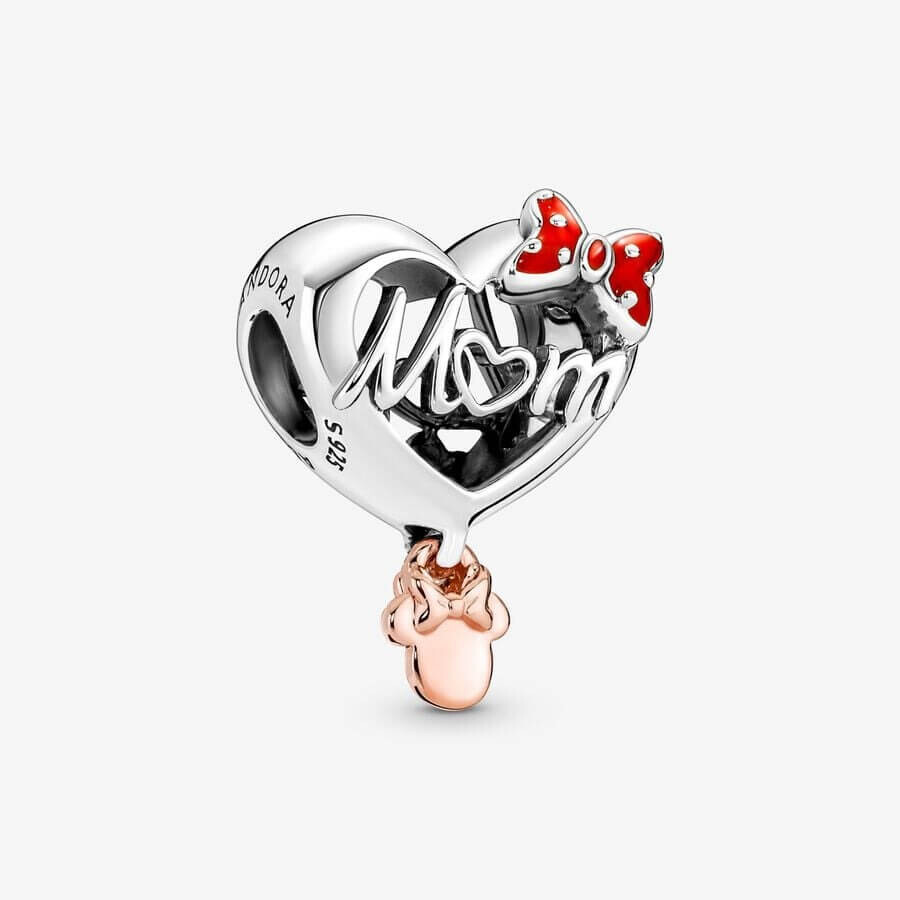 

Шарм Pandora x Disney Minnie Mouse Mom Heart, серебро/розовое золото/красный