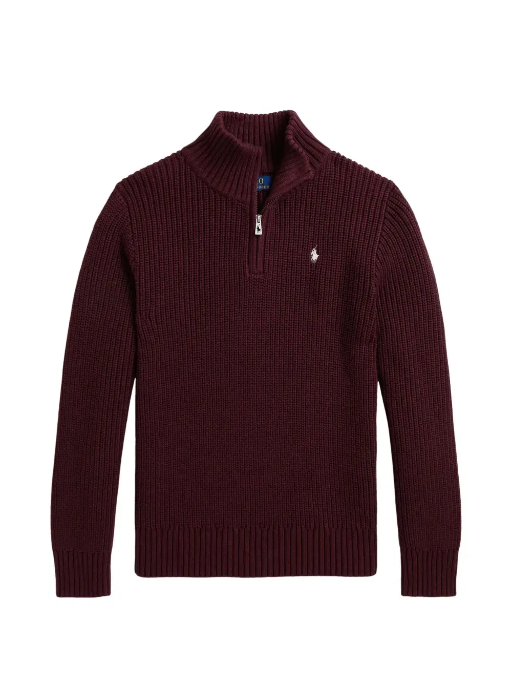 Свитер в рубчик с воротником на молнии Polo Ralph Lauren Kids, красный