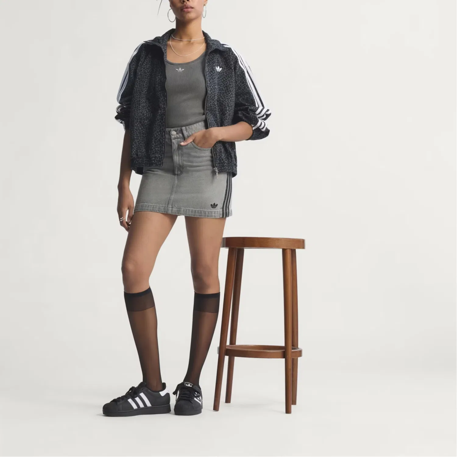 Женская джинсовая куртка Adidas Originals, Black Gray — фото 4