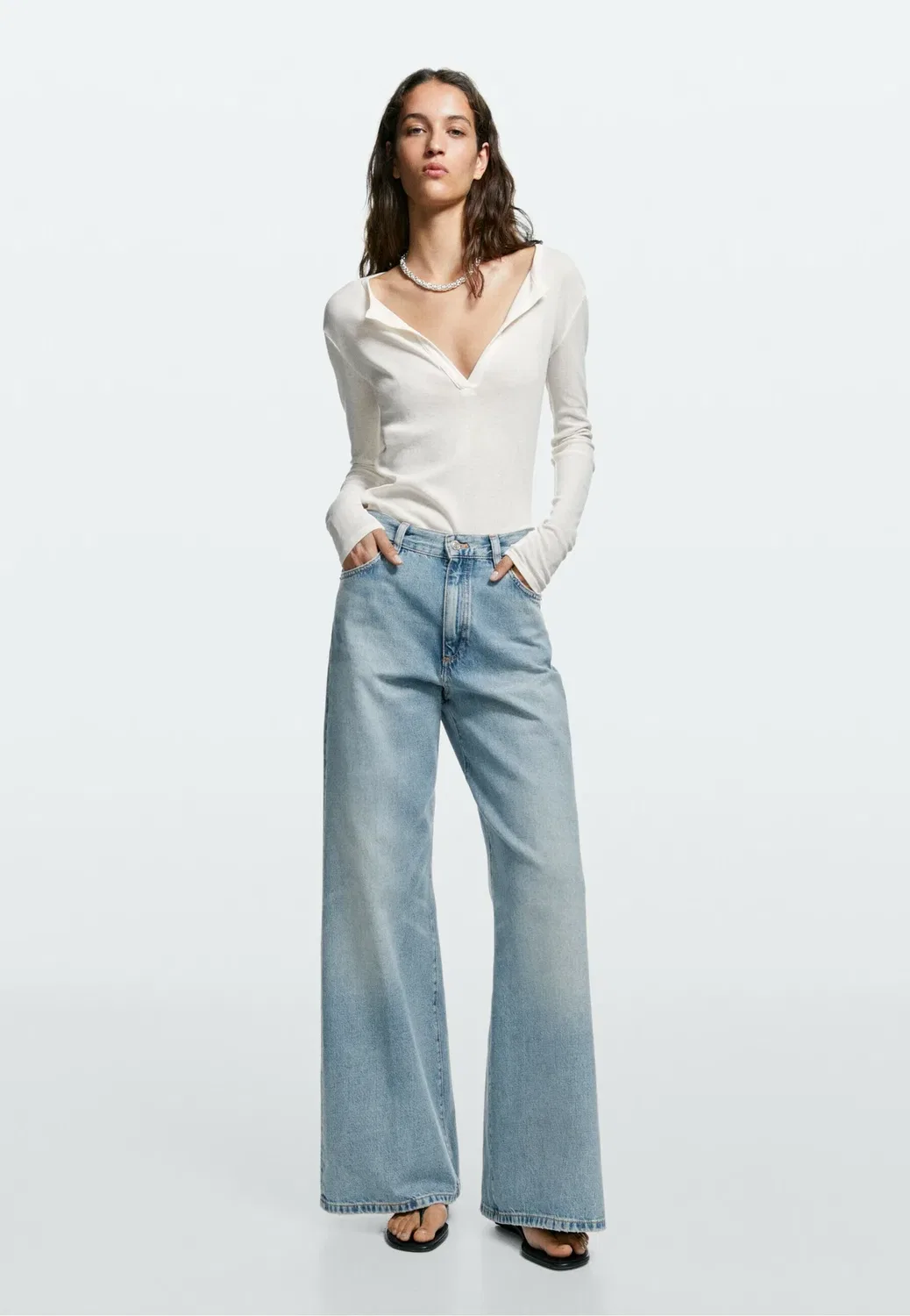 Широкие ноги Massimo Dutti, Light-Blue Denim — фото 2