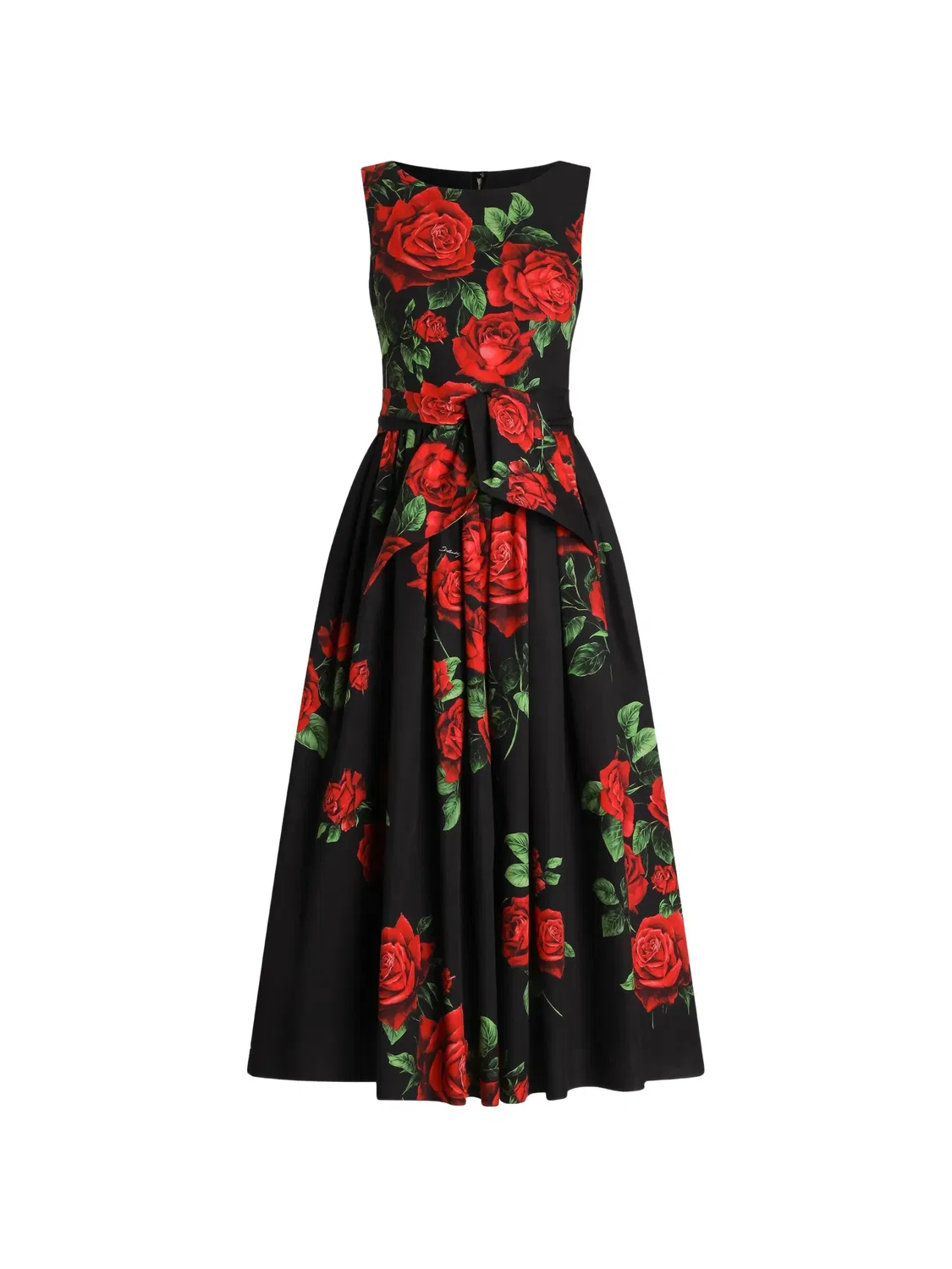 Поплиновое платье миди с принтом Dolce & Gabbana, черный