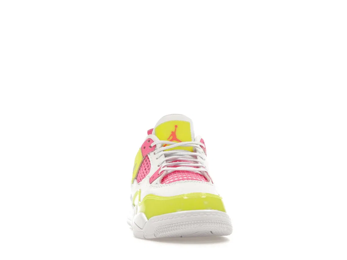 Детские кроссовки Lifestyle с цветными акцентами Jordan 4 Retro, White/Lemon Venom-Pink Blast — фото 2