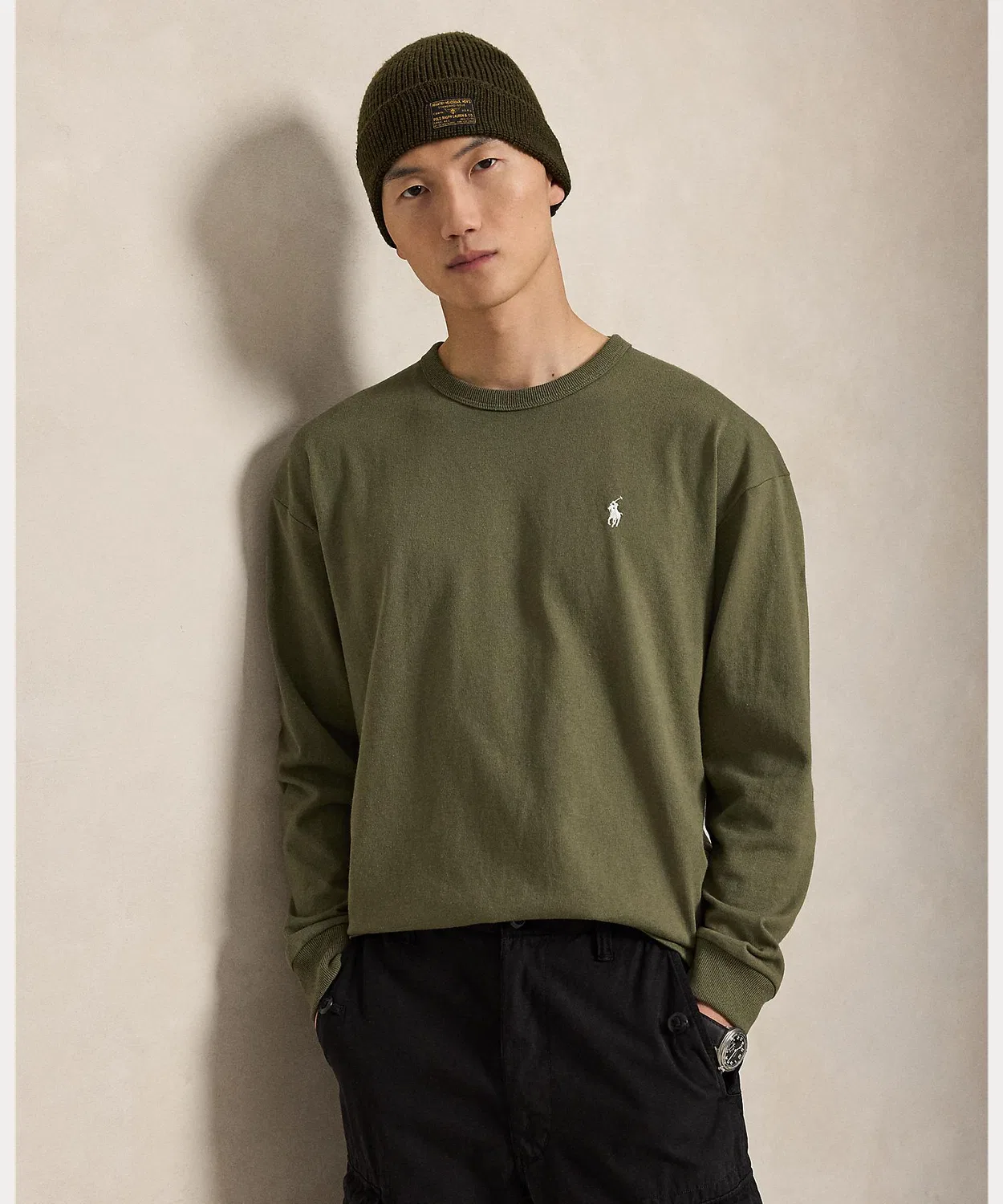 Мужская футболка с длинным рукавомRelaxed Fit Jersey Long Sleeve T-Shirt POLO RALPH LAUREN, Green